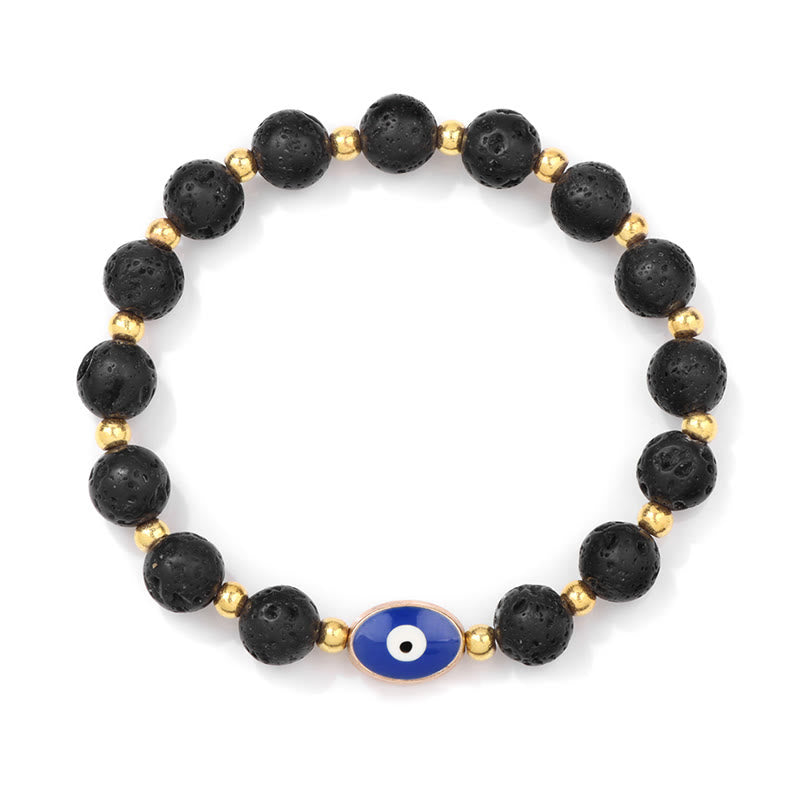 Olivenorma 8mm Blue Tiger Eye Evil Eye Bracelet