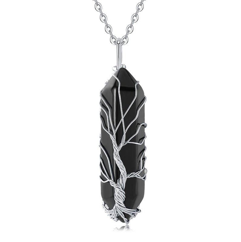 Olivenorma Crystal With Tree Of Life Gemstone Necklace