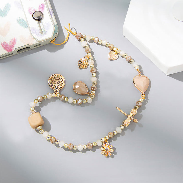 Olivenorma Crystal Pearl Drop Heart Shape Phone Strap - image 7