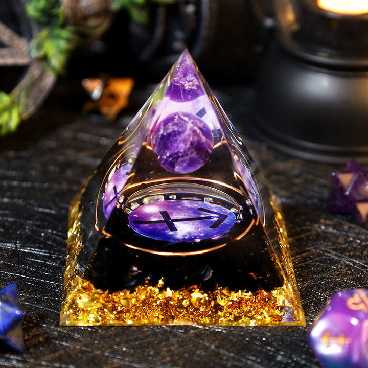 Olivenorma Amethyst Ball Obsidian Gravel Zodiac Sagittarius Orgone Pyramid