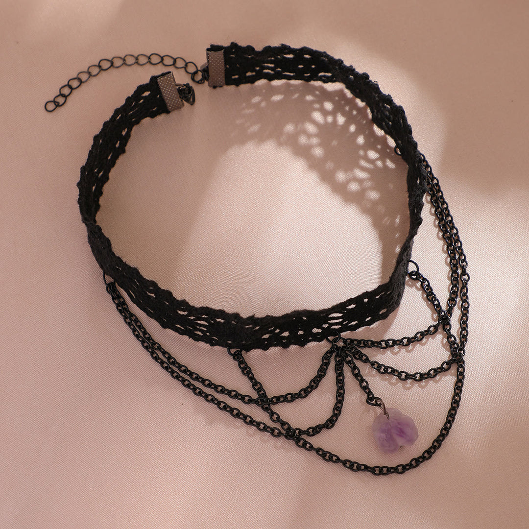 Olivenorma Amethyst Halloween Gothic Lace Choker Necklace