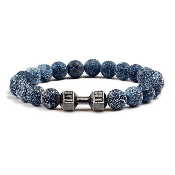 Olivenorma "Live Life" Dumbbells Natural Stone Beads Bracelet - Sodalite - Black Barbell - 21cm - image 39
