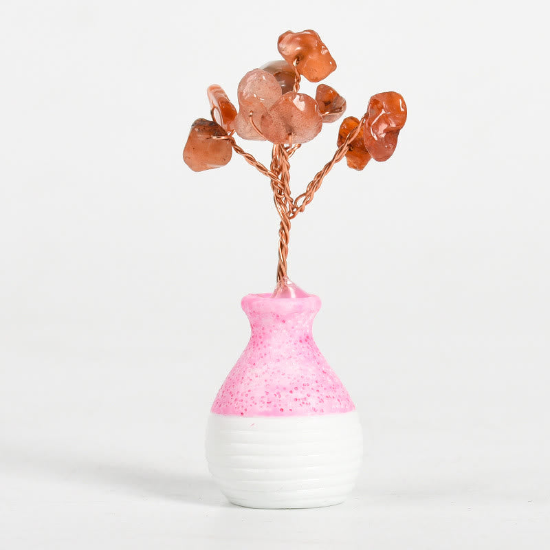 Olivenorma Crystal Tree of Life Pink Vase Gemstone Decoration - image 1
