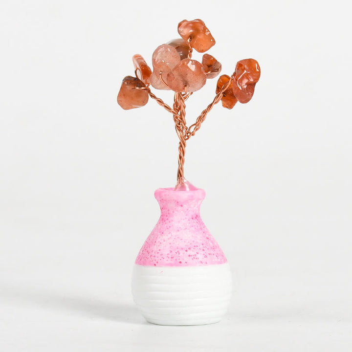 Olivenorma Crystal Tree of Life Pink Vase Gemstone Decoration - image 1