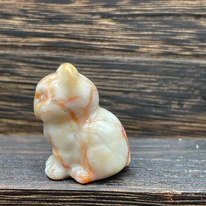 Olivenorma Natural Stone 1.2 Inch Cute Kitten Gemstone Decoration - Rhodochrosite - image 42