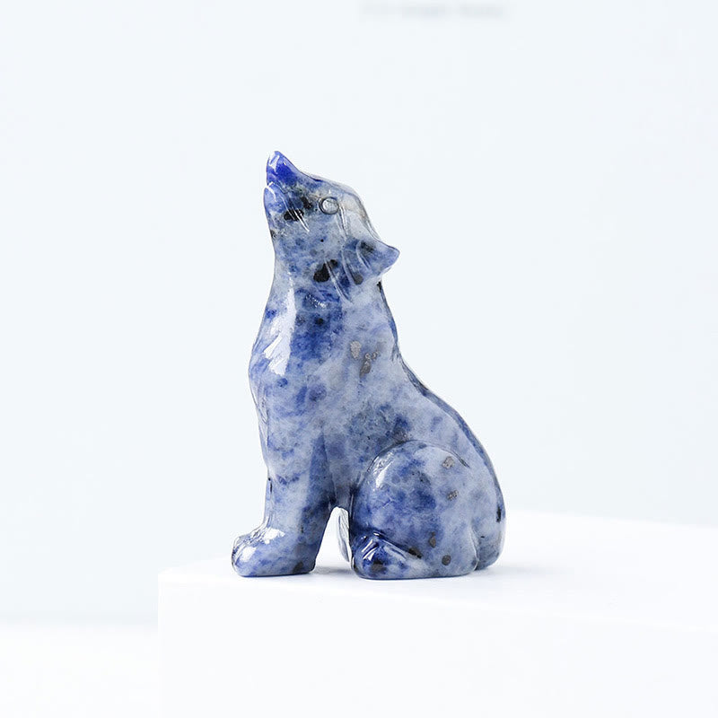 Olivenorma Natural Crystal Little Wolf Boy Gemstone Decoration - Sodalite - image 7