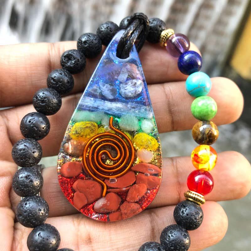 Olivenorma Chakra Rainbow Healing Orgone Necklace