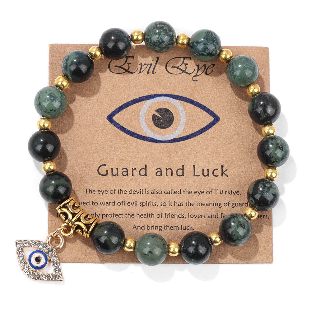 Olivenorma Natural Stone Bead Evil Eye Pendant Bracelet