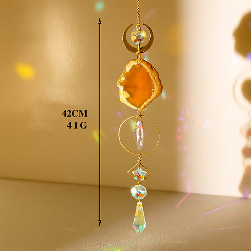 Olivenorma Natural Crystal Agate Chip Suncatcher Wind Chime