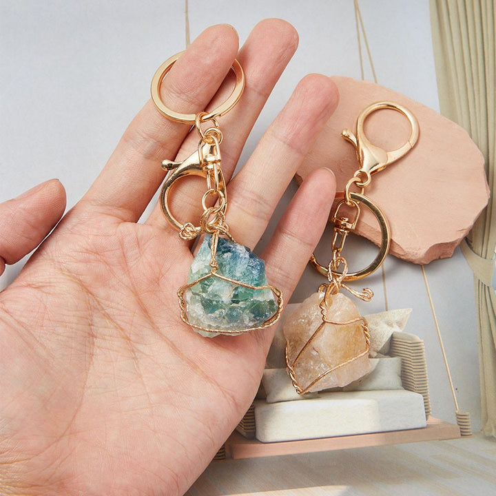 Olivenorma Raw Crystal Keychain Gemstone Pendant Keychain