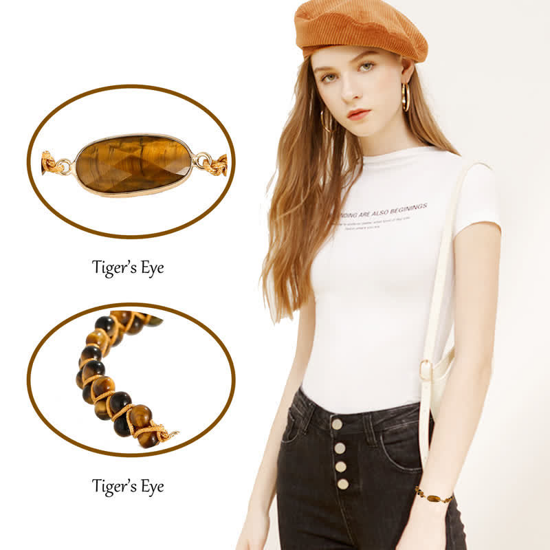 Olivenorma Tiger Eye Beads Braided Bracelet