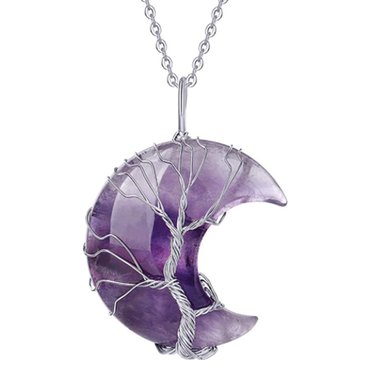 Olivenorma Natural Crystal Moon Necklace