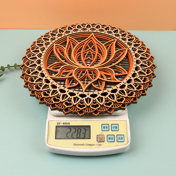 Olivenorma Lotus Mandala Wooden 3D Engraving Wall Decor