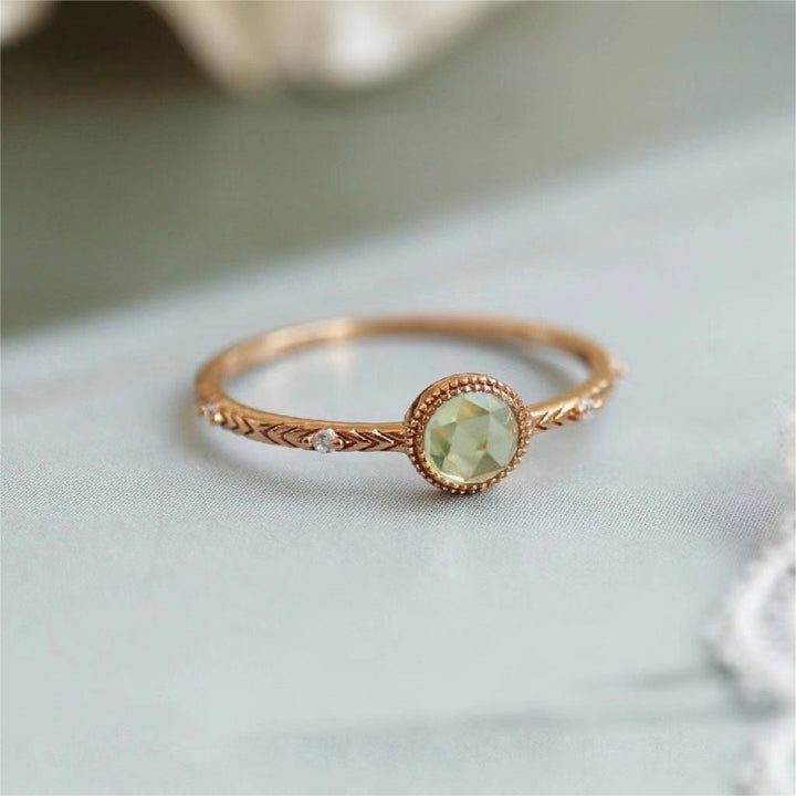 Olivenorma Natural Round Cut Green Peridot Ring