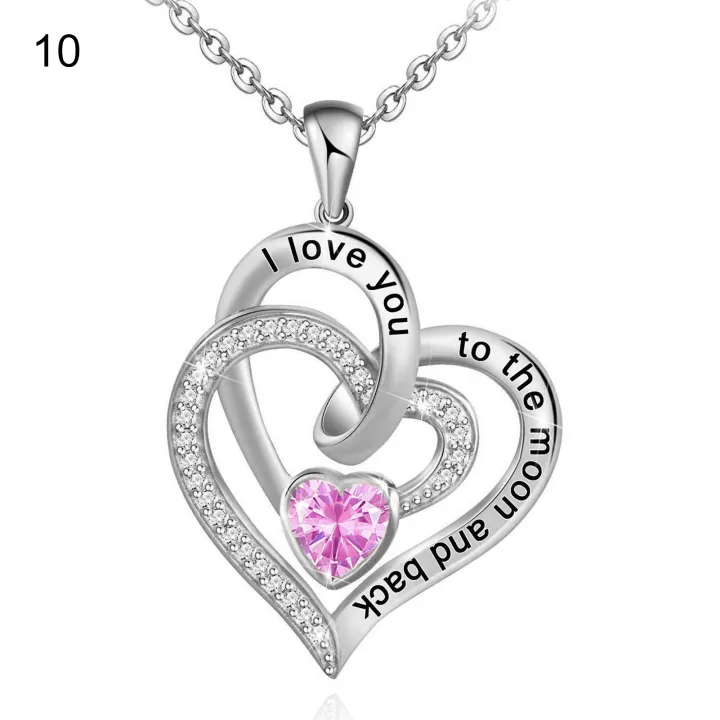 Olivenorma Hearts and Hearts Birthstone Necklace