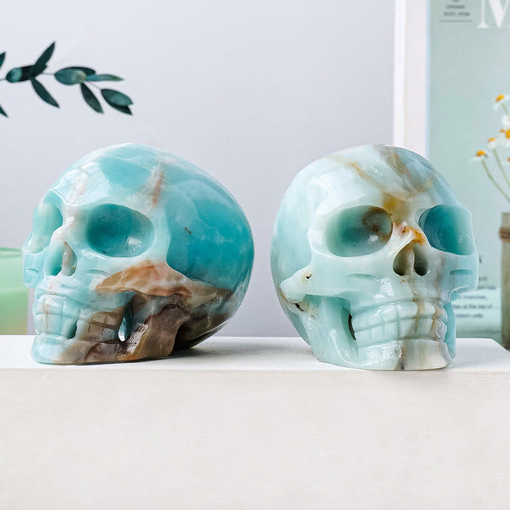 Olivenorma Natural Amazonite Gemstone Decoration Crystal Skull