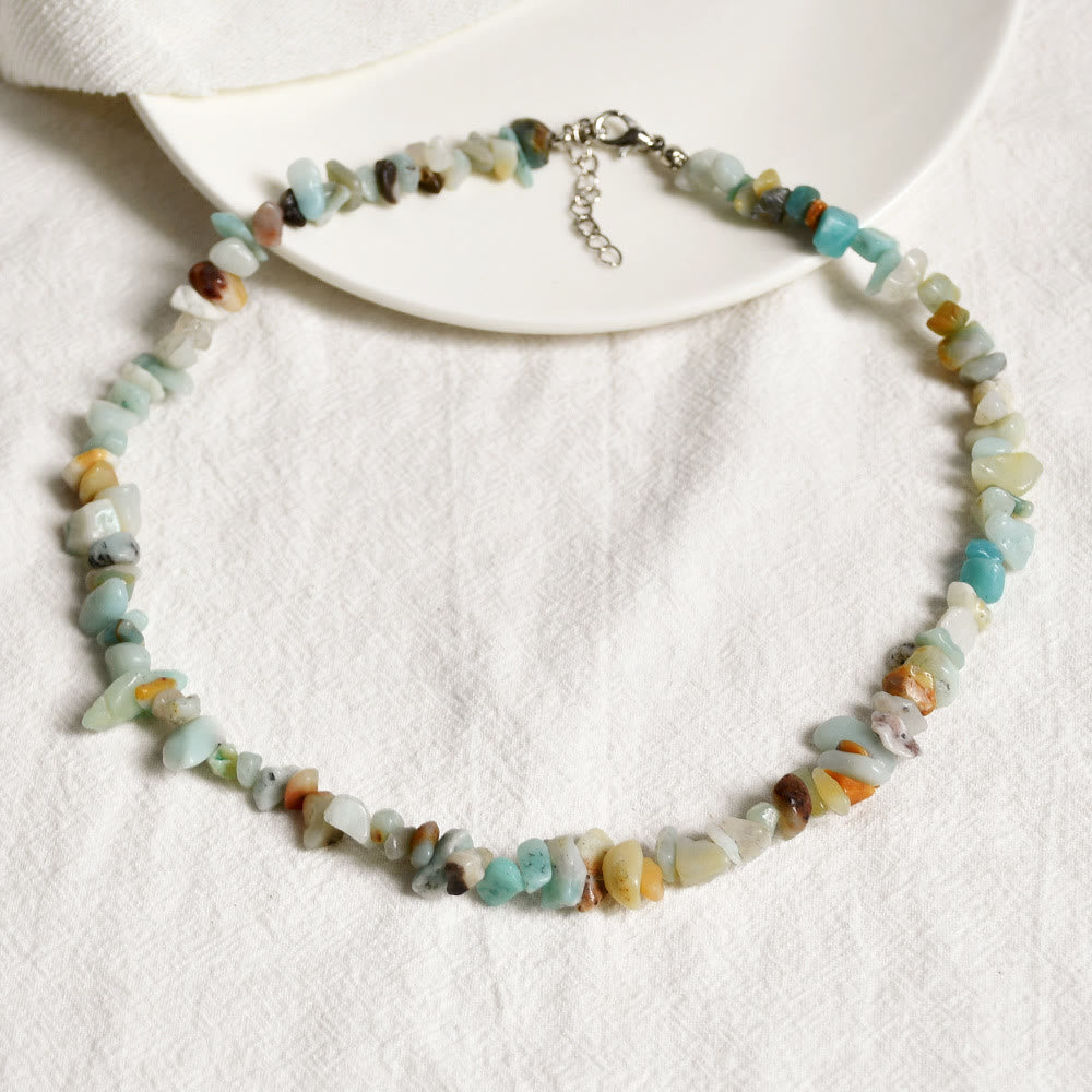 Olivenorma Irregular Shaped Polished Crystal Stone Necklace