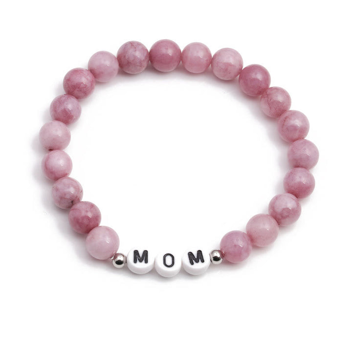 Olivenorma Engraving Mom Mama Natural Stone Beaded Bracelet