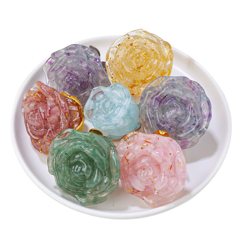 Olivenorma Crystal Rose Flower Handicraft Gemstone Decoration