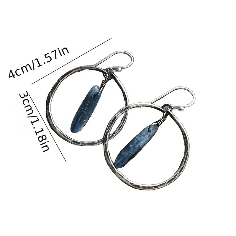 Olivenorma Retro Lapis Lazuli Large Hoop Earrings