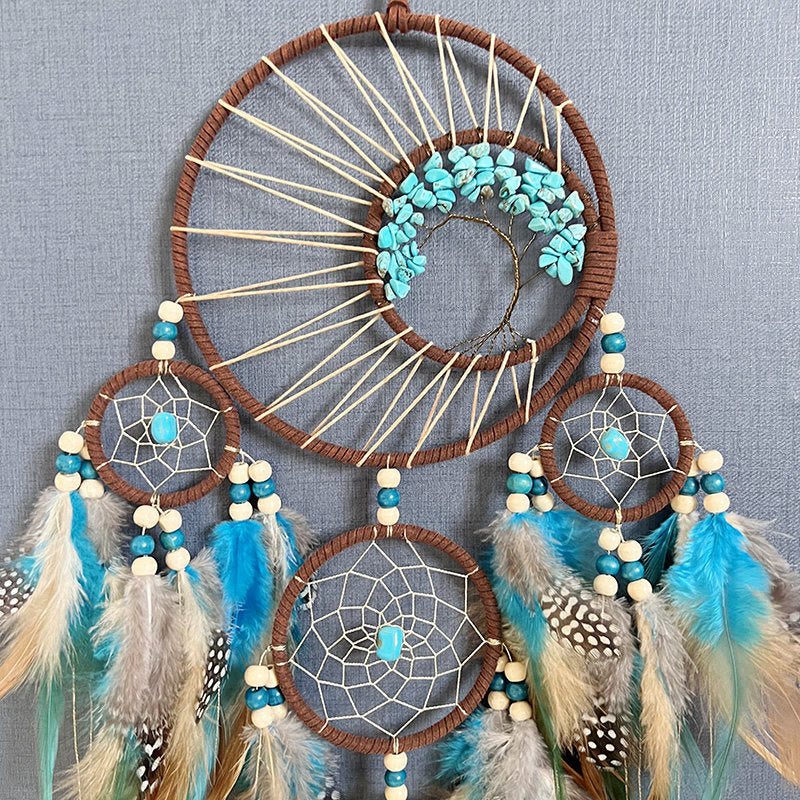 Olivenorma Turquoise Tree of Life Feather Dream Catcher