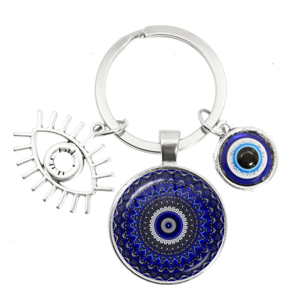 Olivenorma Blue Evil Eye Hamsa Epoxy Keychain