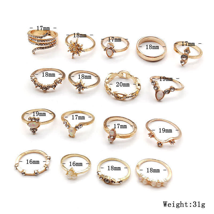 Olivenorma Vintage Opal 17 - Piece Ring Set