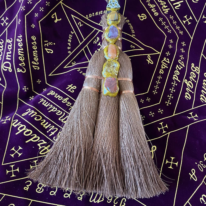 Olivenorma Natural Crystal Magic Expulsion Props Wicca Broom Ornamet