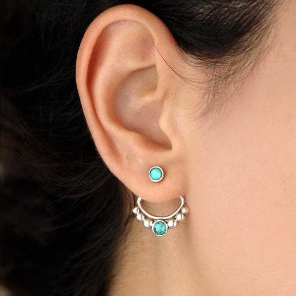 Olivenorma Turquoise Round Bead Stud Earrings