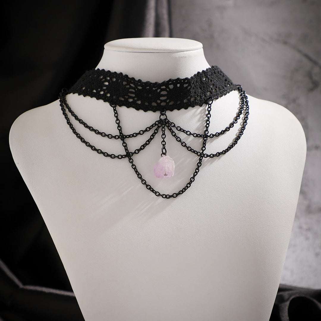 Olivenorma Amethyst Halloween Gothic Lace Choker Necklace