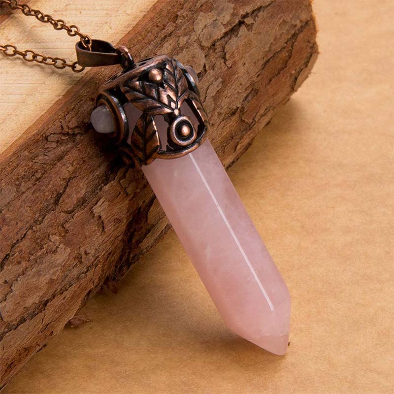 Olivenorma Natural Crystal Hexagon Necklace