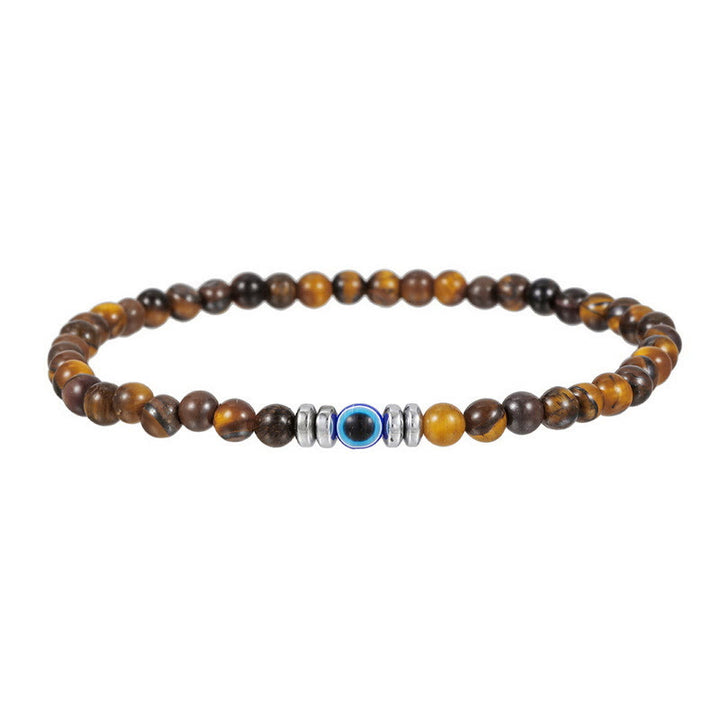 Olivenorma Mens 4mm Natural Stone Evil Eye Beads Bracelet - Tiger Eye - image 10