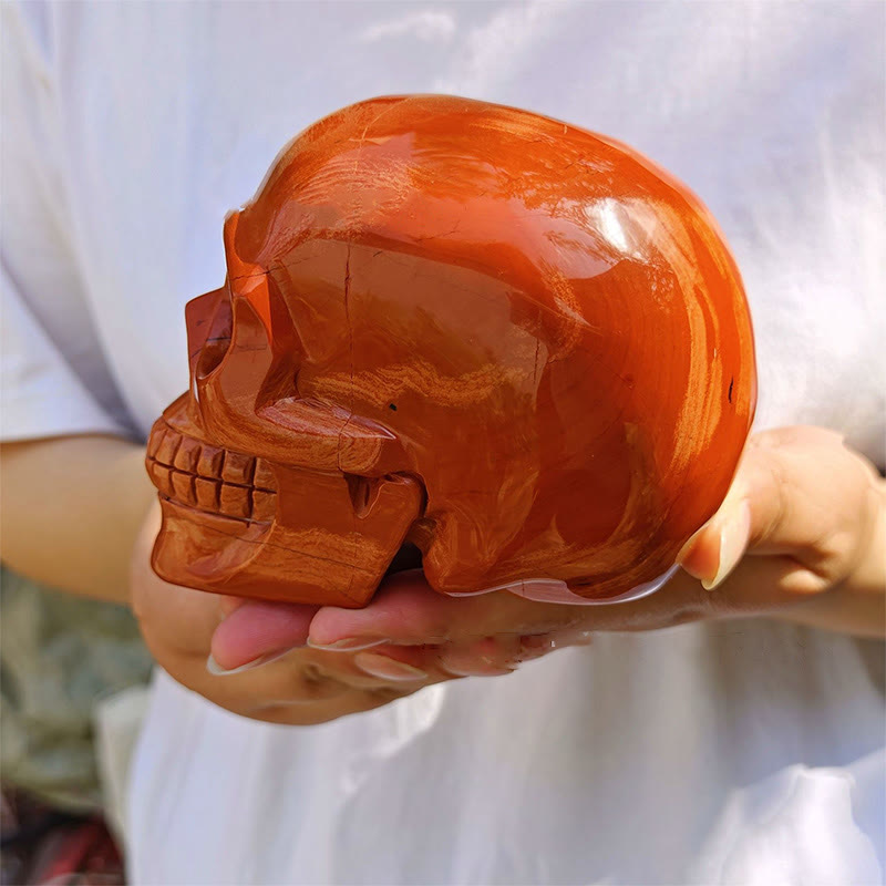 Olivenorma 10cm Natural Red Jasper Gemstone Decoration Crystal Skull