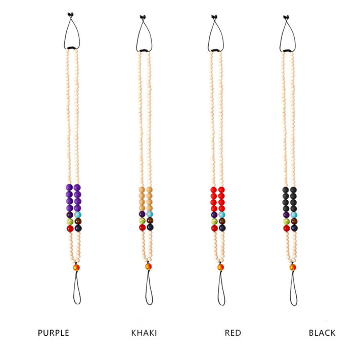 Olivenorma Natural Crystal String Handmade Wooden Beads Phone Strap