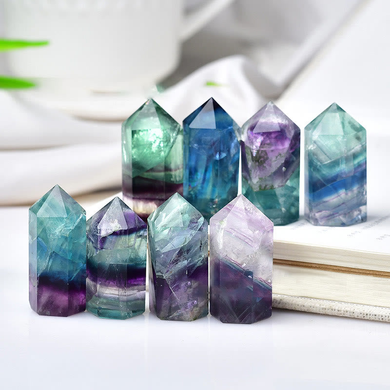 Olivenorma Rainbow Fluorite Crystal Spike Wands