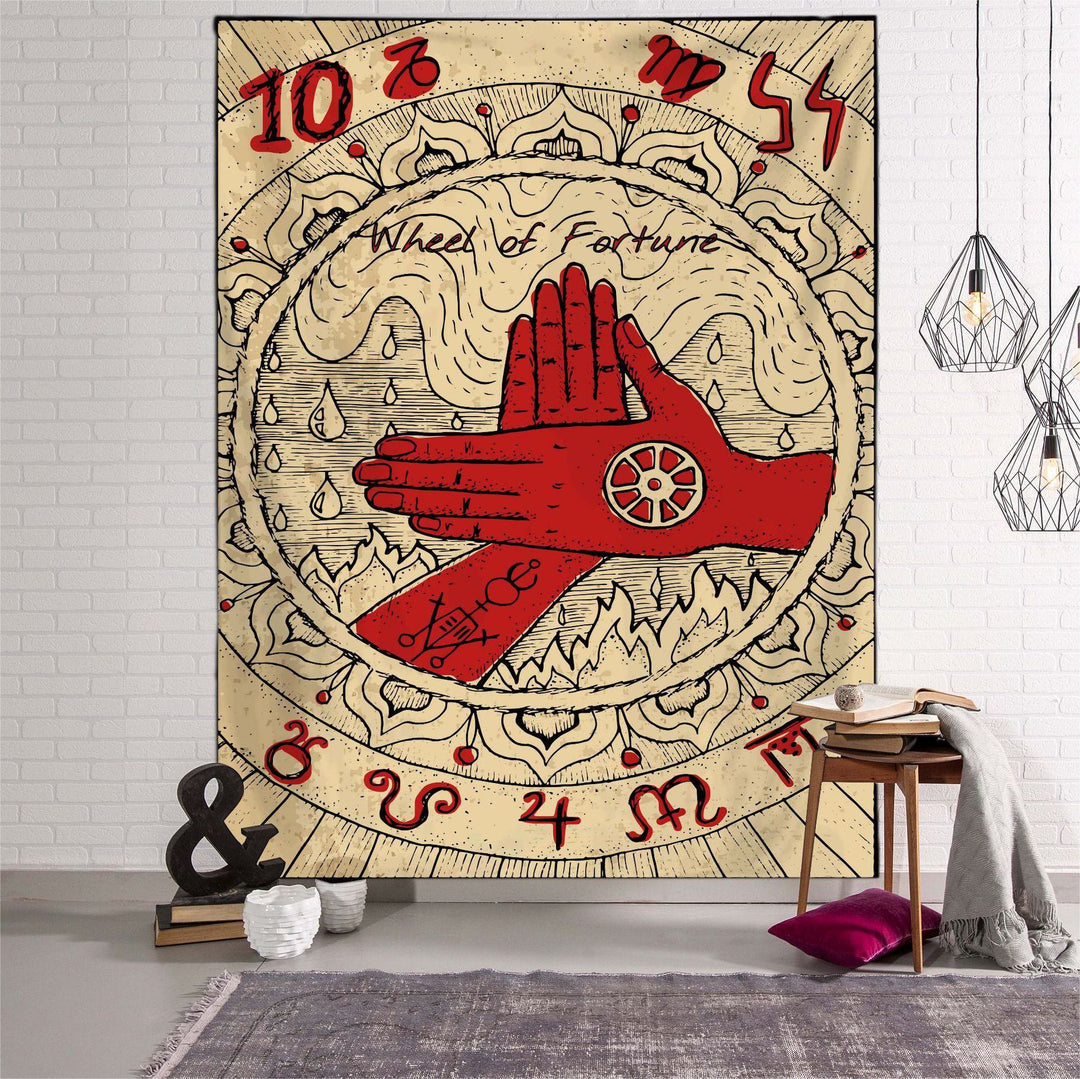 Olivenorma Witch Fairy Zodiac Horoscope Tapestry Pattern - 150*200cm - Flannel - Red & WHEEL OF FORTUNE - image 9