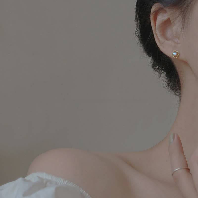 Olivenorma Delicate Vintage Opal Rhombic Earrings
