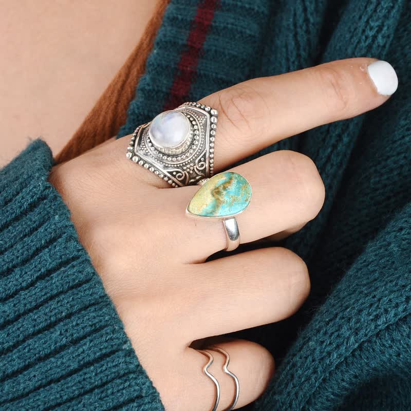 Bohemia Retro Moonstone Silver Ring