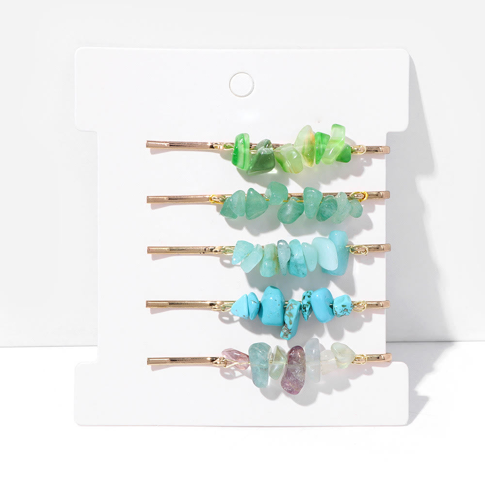 Olivenorma 5Pcs Healing Crystal Hairpin - Peridot&Amazonite&Green Aventurine&Turquoise - image 19