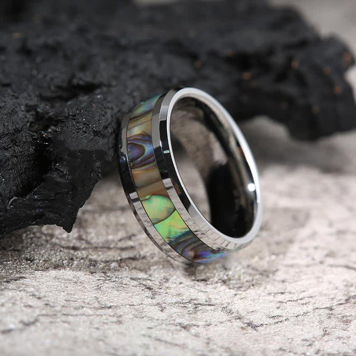 Olivenorma Koa Wood and Abalone Shell Tungsten Carbide Ring - image 18