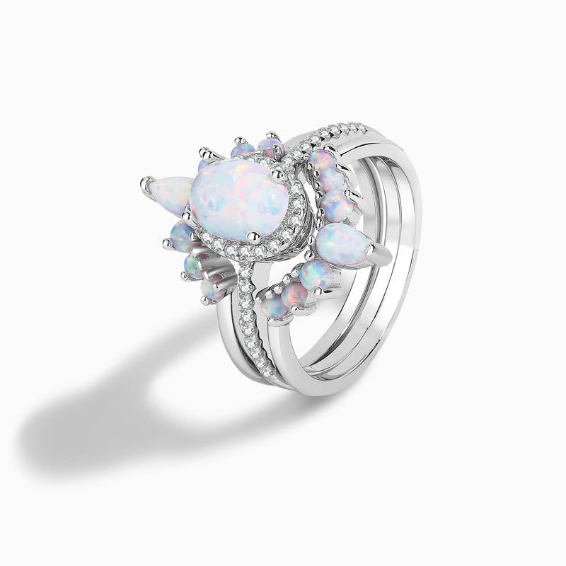 Olivenorma Oval Opal Sterling Silver S925 Multilayer Ring