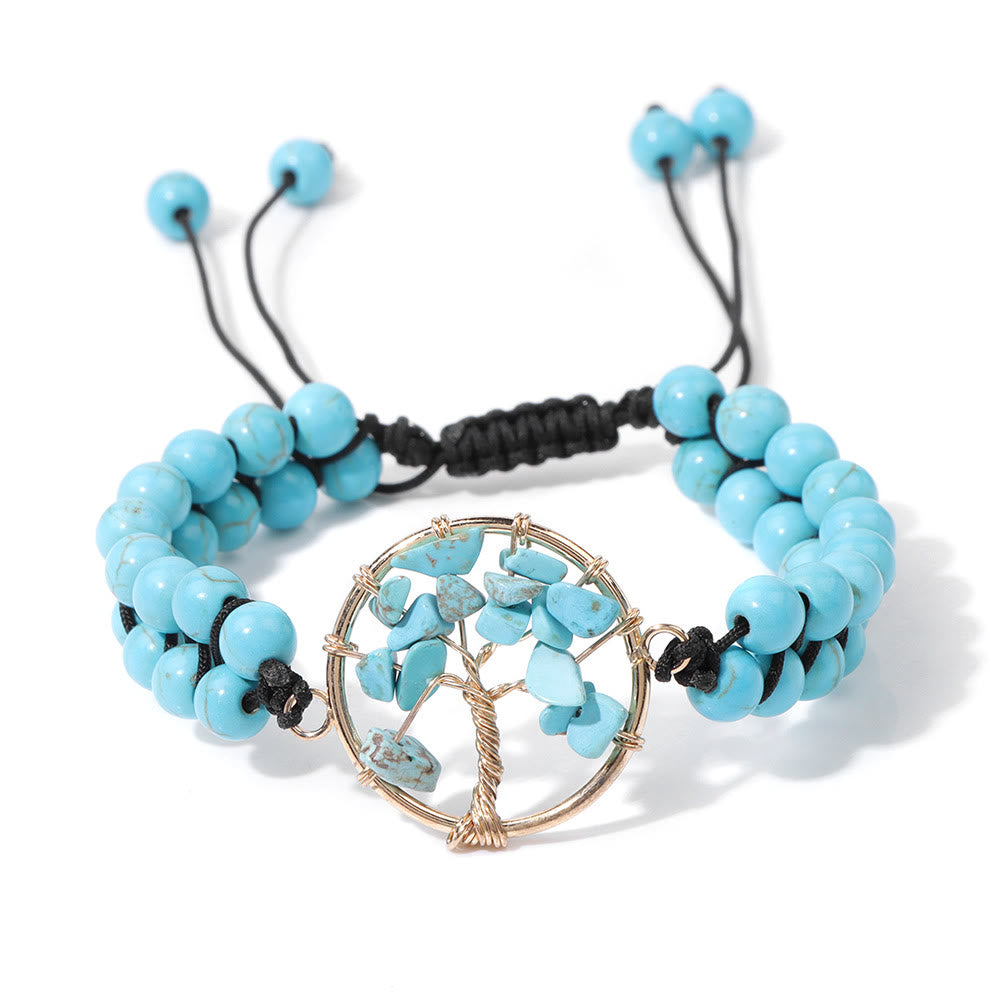 Olivenorma 6mm Beads Double Braided Tree Of Life Bracelet