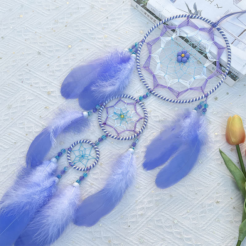 Olivenorma Acrylic Beads Blue Purple Feather Dream Catcher