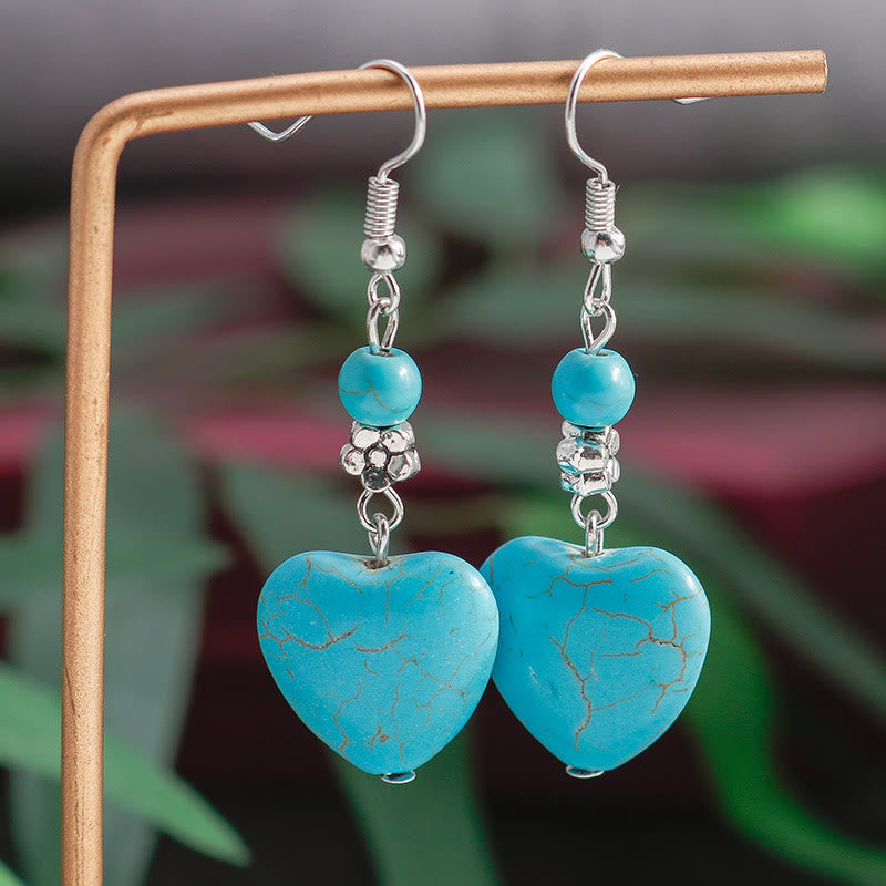 Olivenorma Turquoise Heart Drop Earrings