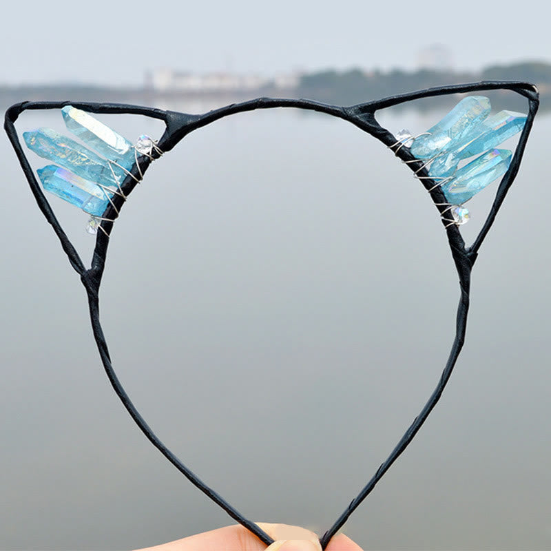 Olivenorma Electroplating Crystal Cat Ears Headband