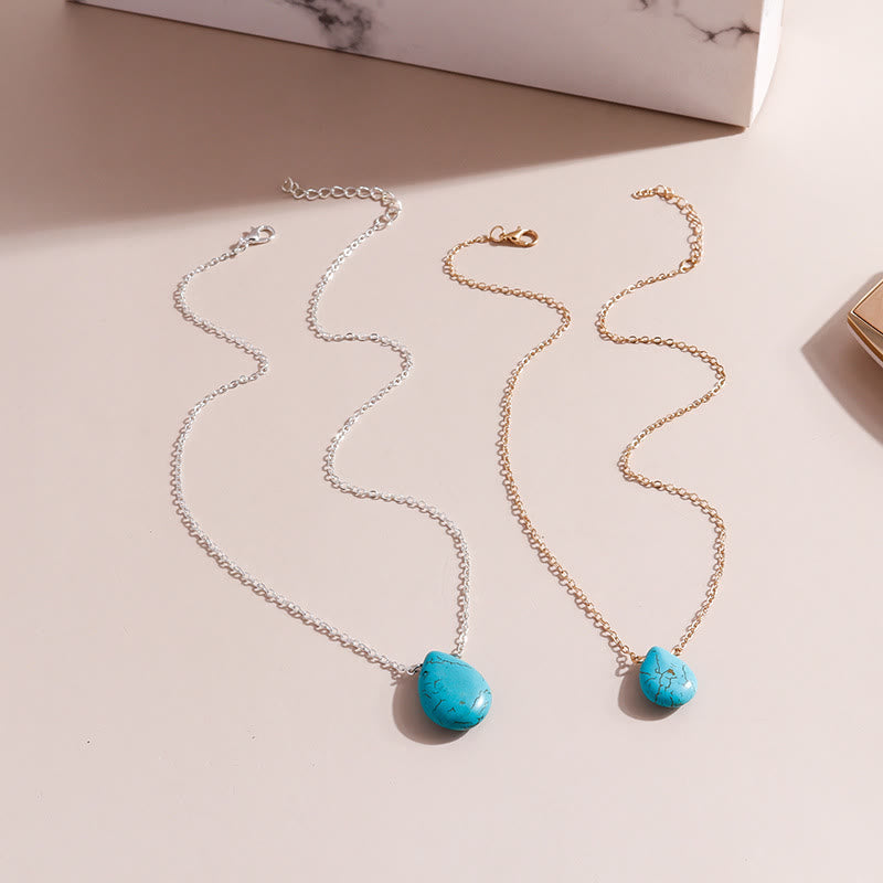 Olivenorma Turquoise Drop Shape Pendant Simple Collarbone Necklace