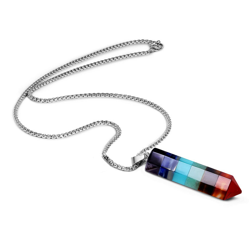 Crystal Hexagon Chakra Gemstone Necklace