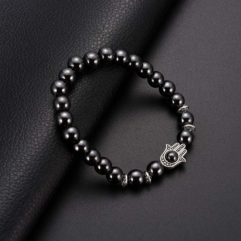 Obsidian With Hamsa Protection Bracelet - Obsidian - image 0
