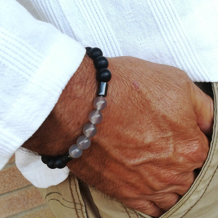 Olivenorma Mens Stacking Gemstone Set Bracelet