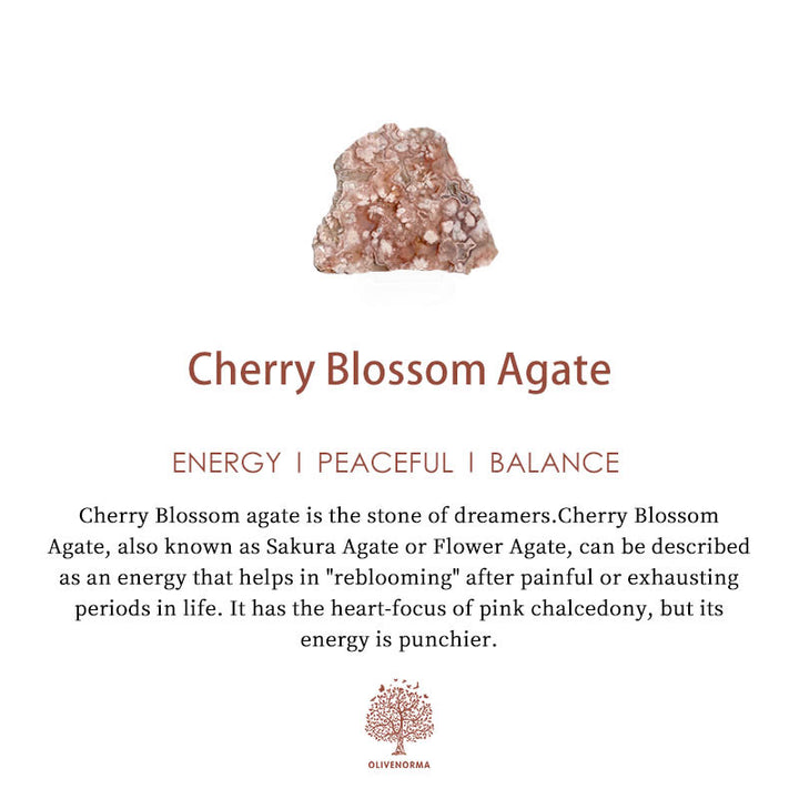 Olivenorma Cherry Blossom Agate Polished Play Stone Crystal Heart